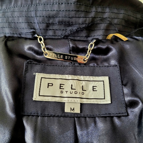 NWOT Women's Pelle Studio Contrast-Trim Belted Trench Coat, sz M - Picture 13 of 15